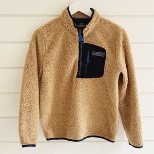 Vineyard Vines Boy’s Stillwater Half Zip Sherpa Fleece Large Read Description